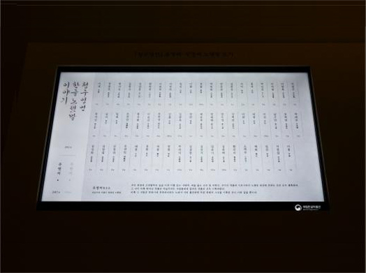 『청구영언』의 노랫말 580수를 원문, 작가별, 주제별로 읽어 볼 수 있는 미디어테이블