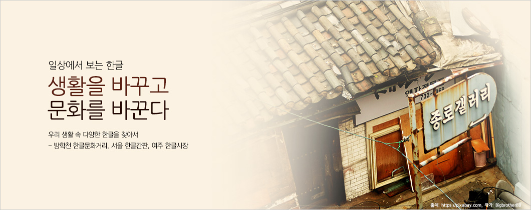 일상에서 보는 한글, 생활을 바꾸고 문화를 바꾼다, 우리 생활 속 다양한 한글을 찾아서, 방학천 한글문화거리, 서울 한글간판, 여주 한글시장