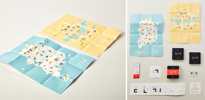 한글로 만든 서울지도와 한국지도